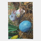 Daffodis en blauw paasei theedoek (Verticaal)