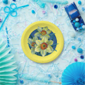Daffodis Geel-witte blauwe lenteooster Papieren Bordje (Feest)