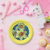 Daffodis Geel-witte blauwe lenteooster Papieren Bordje (Feest)