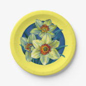 Daffodis Geel-witte blauwe lenteooster Papieren Bordje (Voorkant)
