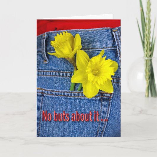 Daffodis in Blue Jeans Birthday Kaart (Voorkant)