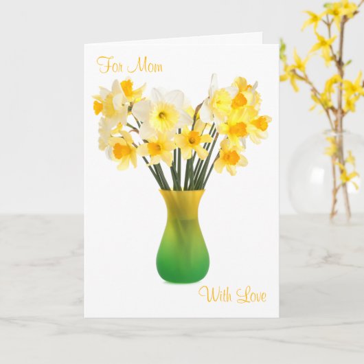 Daffodis in een Vase-Wenskaart Kaart (Gele Bloem)