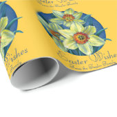 Daffodis lichtblauw-geel Pasen Cadeaupapier (Rol Hoek)
