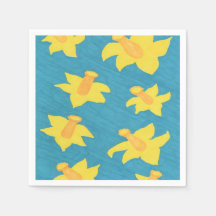 Daffodis op blauw achtergrondpapier servetten