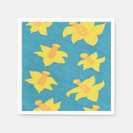 Daffodis op blauw achtergrondpapier servetten