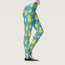 Daffodis op blauwe achtergrond Leggings