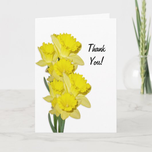 Daffodis op witte blanco dank je briefkaart (Voorkant)