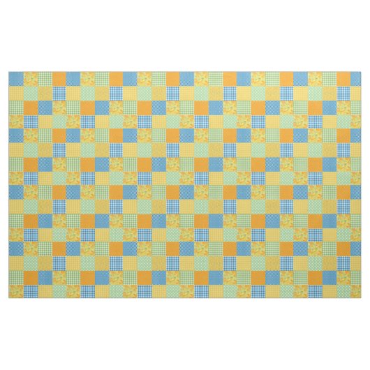 Daffy-down-Dillies Faux Patchwork Pattern Fabric Stof (Yard (91,4 cm))