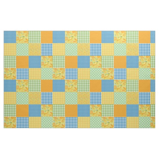 Daffy-down-Dillies Faux Patchwork Pattern Fabric Stof (Fat Quarter)