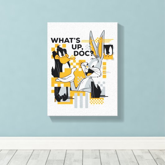 DAFFY DUCK™ & BUGS BUNNY™ Glitch Canvas Afdruk (Insitu (Houten vloer))