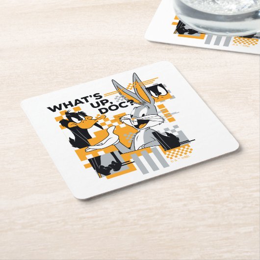 DAFFY DUCK™ & BUGS BUNNY™ Glitch Kartonnen Onderzetters (Schuin)
