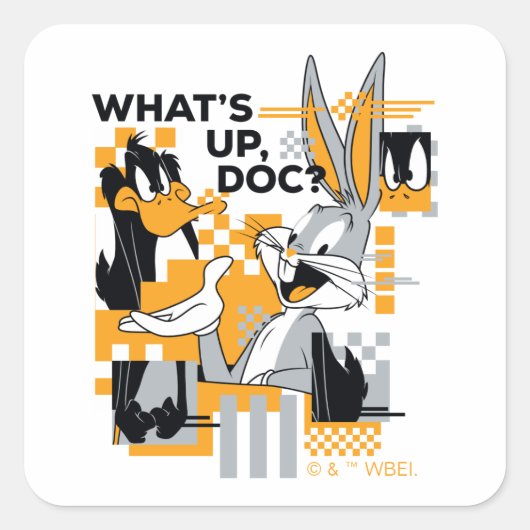 DAFFY DUCK™ & BUGS BUNNY™ Glitch Vierkante Sticker (Voorkant)