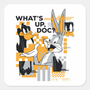 DAFFY DUCK™ & BUGS BUNNY™ Glitch Vierkante Sticker