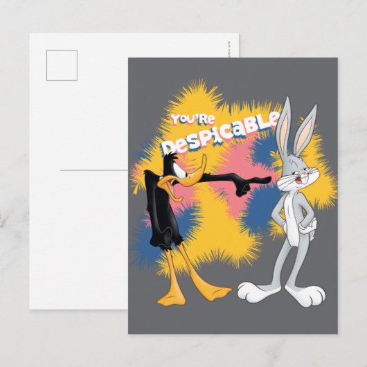 DAFFY DUCK™ & BUGS BUNNY™ "Je bent verachtelijk" Briefkaart (Voorkant / Achterkant)