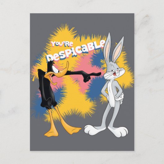 DAFFY DUCK™ & BUGS BUNNY™ "Je bent verachtelijk" Briefkaart (Voorkant)