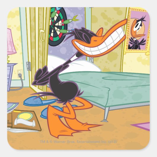 DAFFY DUCK™ grote glimlach Vierkante Sticker (Voorkant)