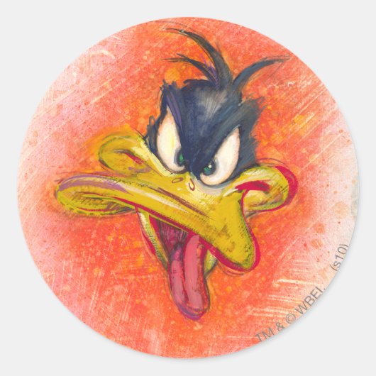 DAFFY DUCK™ in Oranje Ronde Sticker (Voorkant)