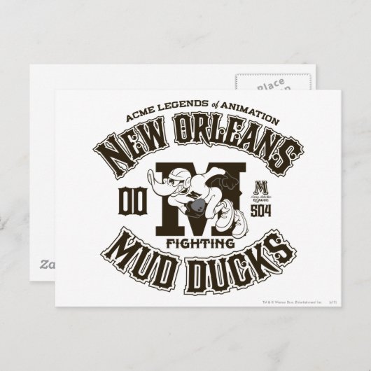 DAFFY DUCK™ New Orleans Mud Ducks Logo 2 Briefkaart (Voorkant / Achterkant)