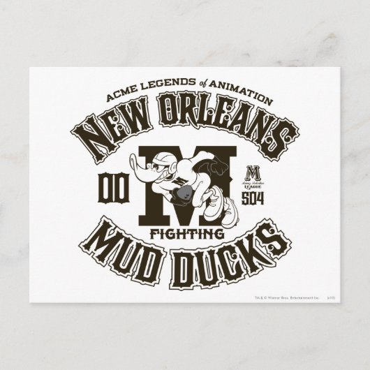 DAFFY DUCK™ New Orleans Mud Ducks Logo 2 Briefkaart (Voorkant)