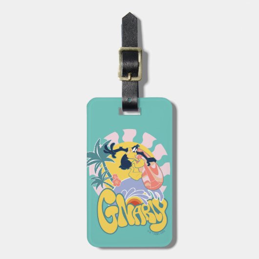 DAFFY DUCK™ Surfing - Gnarly Bagagelabel (Voorkant verticaal)