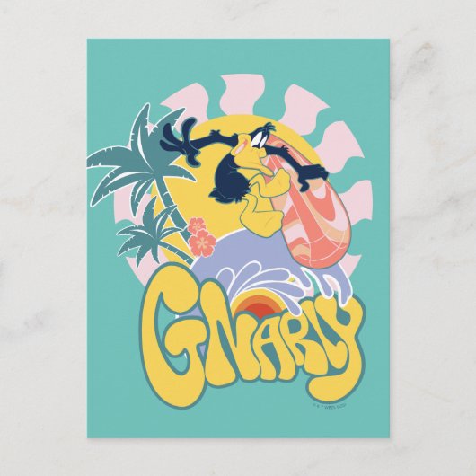 DAFFY DUCK™ Surfing - Gnarly Briefkaart (Voorkant)