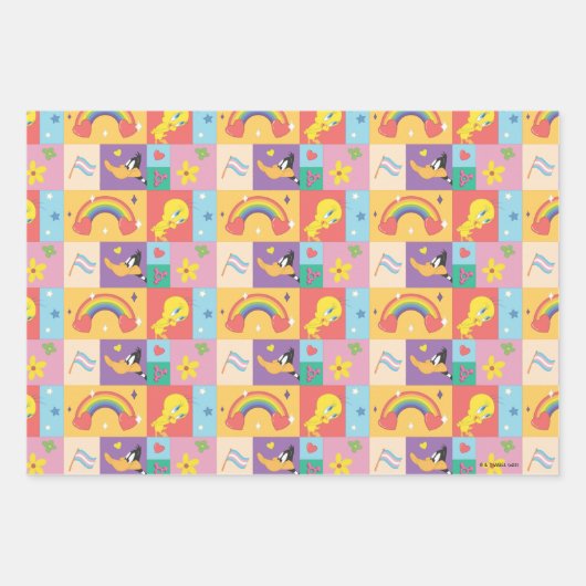 DAFFY DUCK™ & TWEETY™ - Pride Patroon Inpakpapier Vel (Voorkant)