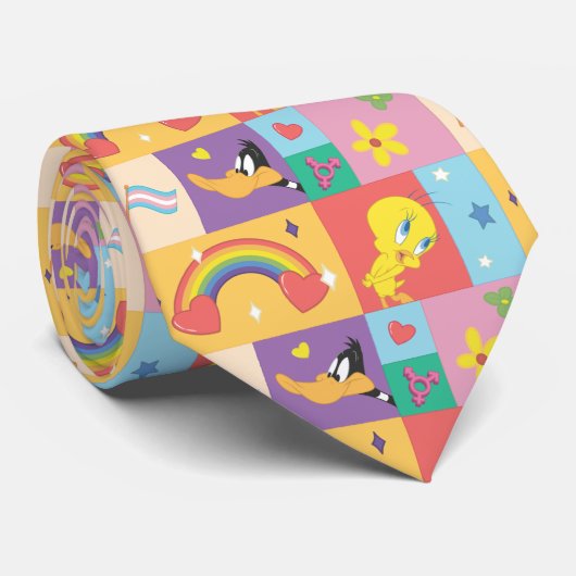 DAFFY DUCK™ & TWEETY™ - Pride Patroon Stropdas (Opgerold)