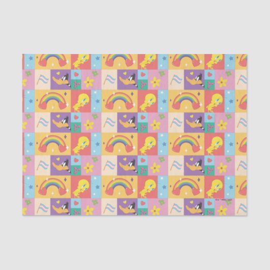 DAFFY DUCK™ & TWEETY™ - Pride Pattern Tissuepapier (Voorkant)