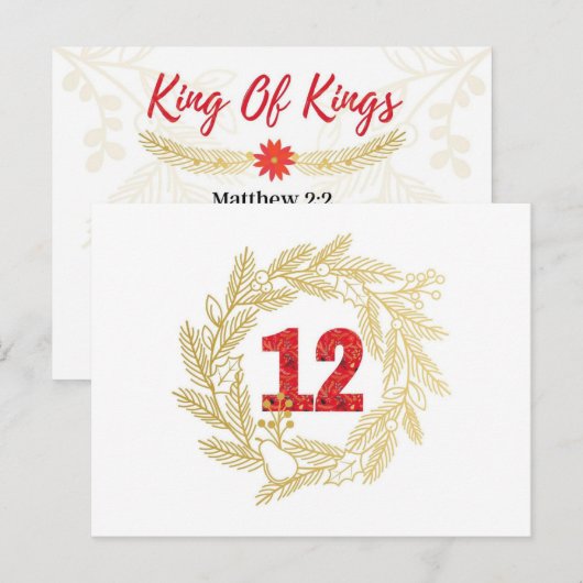 Dag 12. Namen van Jezus | Koning van Kings Advent Briefkaart (Voorkant / Achterkant)
