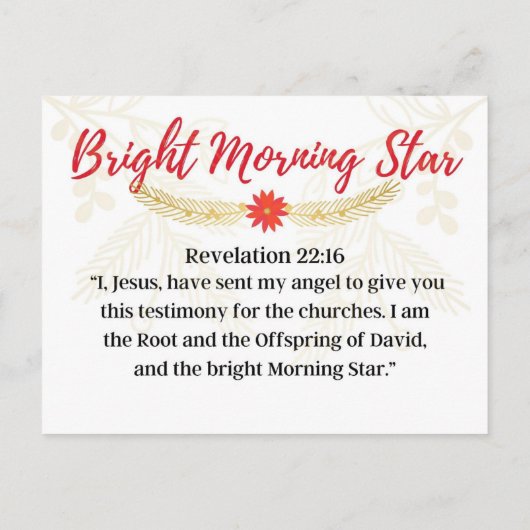 Dag 13. Namen van Jezus |Bright Morning Star Adven Briefkaart (Achterkant)