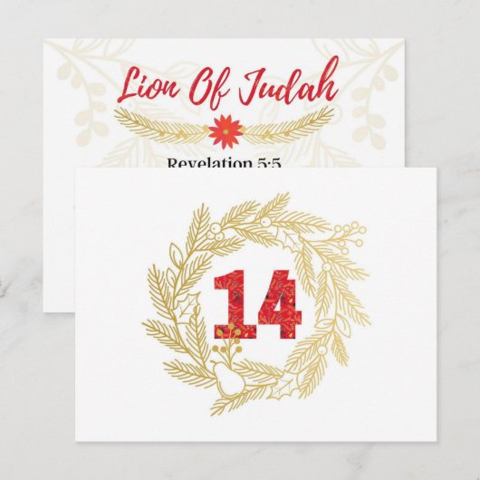 Dag 14. Namen van Jezus |Lood van Judah Advent Briefkaart (Voorkant / Achterkant)
