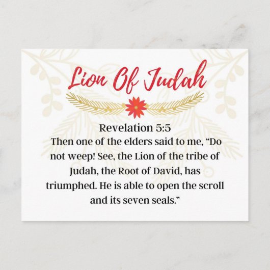 Dag 14. Namen van Jezus |Lood van Judah Advent Briefkaart (Achterkant)