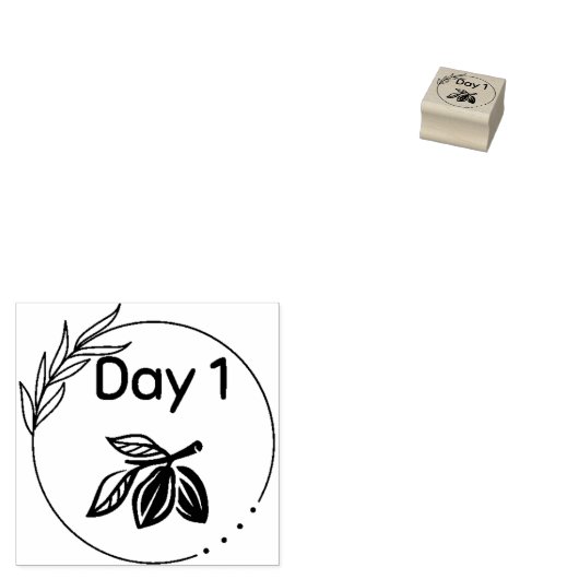 Dag 1 postzegel op cacao rubberstempel (Gestempeld)