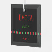 Dag 1 Umoja Prinple Kwanzaa Glas Ornament (Voorkant links)