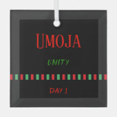 Dag 1 Umoja Prinple Kwanzaa Glas Ornament (Voorkant)