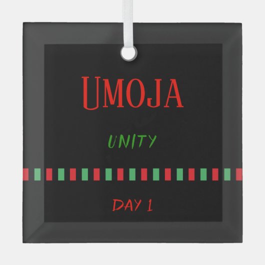Dag 1 Umoja Prinple Kwanzaa Glas Ornament (Voorkant)