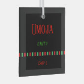 Dag 1 Umoja Prinple Kwanzaa Glas Ornament (Voorkant Rechts)