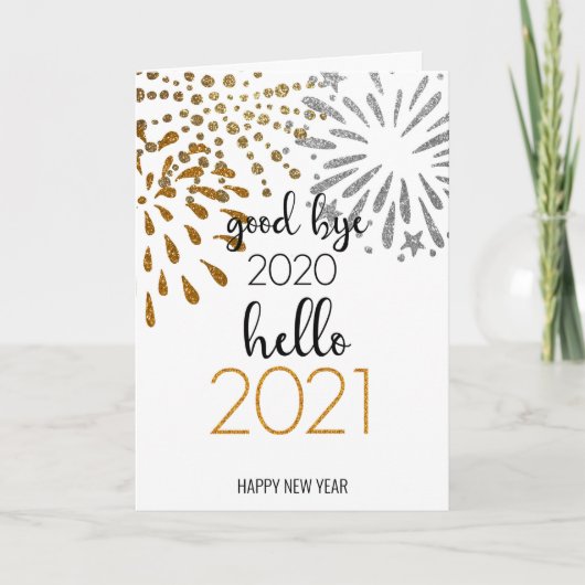 Dag 2020 Hallo 2021 | Festive Fireworks Feestdagen Kaart (Voorkant)