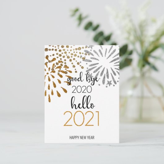 Dag 2020 Hallo 2021| Festive Fireworks Feestdagenkaart (Staand voorkant)