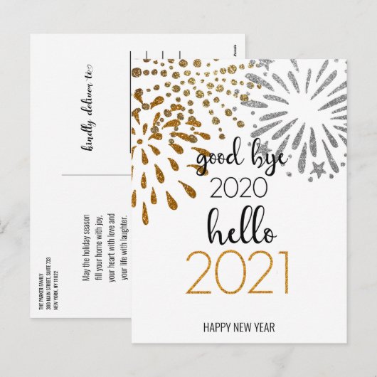 Dag 2020 Hallo 2021| Festive Fireworks Feestdagenkaart (Voorkant / Achterkant)