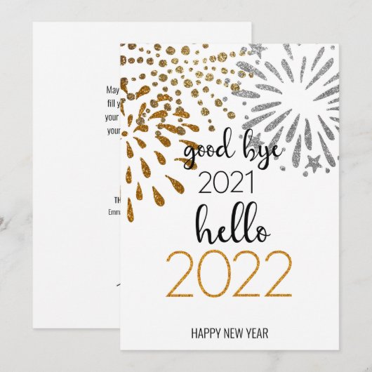 Dag 2021 Hallo 2022 | Festive Fireworks Feestdagenkaart (Voorkant / Achterkant)