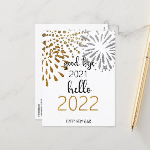 Dag 2021 Hallo 2022   Nieuw jaar vuurwerk Feestdagenkaart
