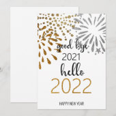 Dag 2021 Hallo 2022 | Nieuw jaar vuurwerk Feestdagenkaart (Voorkant / Achterkant)