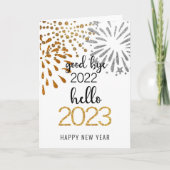 Dag 2022 Hallo 2023 | Festive Fireworks Gold Feestdagen Kaart (Voorkant)