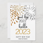 Dag 2022 Hallo 2023 | Festive Fireworks Gold Feestdagenkaart (Voorkant)