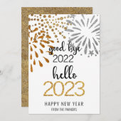 Dag 2022 Hallo 2023 | Festive Fireworks Gold Feestdagenkaart (Voorkant / Achterkant)