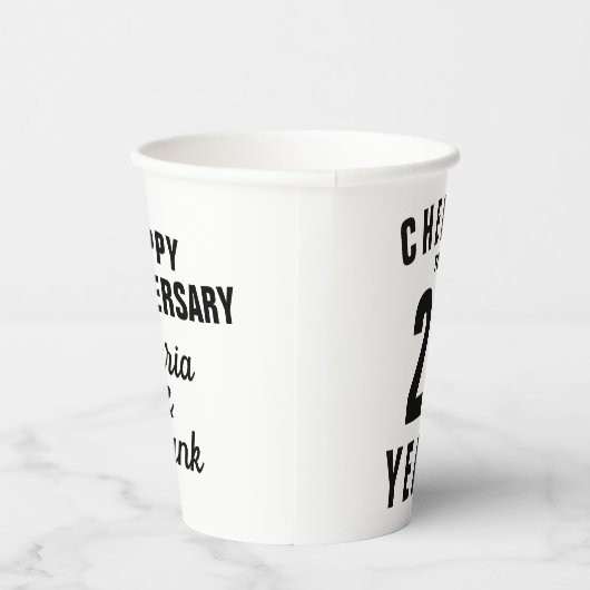 Dag 25e huwelijksfeest papieren bekers (Rechts)