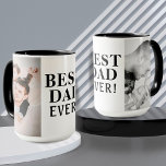 Dag 2 Foto Collage van de beste slechte vader Mok<br><div class="desc">Best Bad Ever Vader's Day 2 Foto Collage Mok. Pas de mok met uw foto's aan - neem twee foto's in de sjablonen op. Moderne zwarte vetgedrukte typografie Beste vader ooit op een witte achtergrond - je kunt elk deel van de tekst wijzigen als je dat wilt. Creëer je eigen...</div>