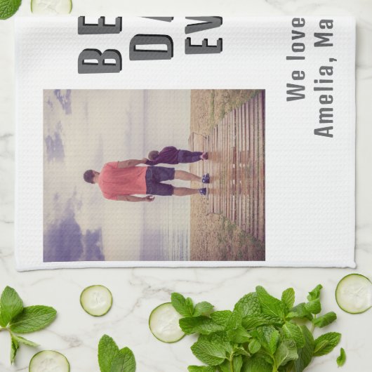 Dag 2 Foto Collage van de beste slechte vader Theedoek (Gevouwen)