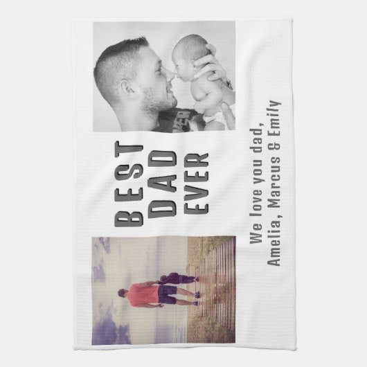Dag 2 Foto Collage van de beste slechte vader Theedoek (Verticaal)